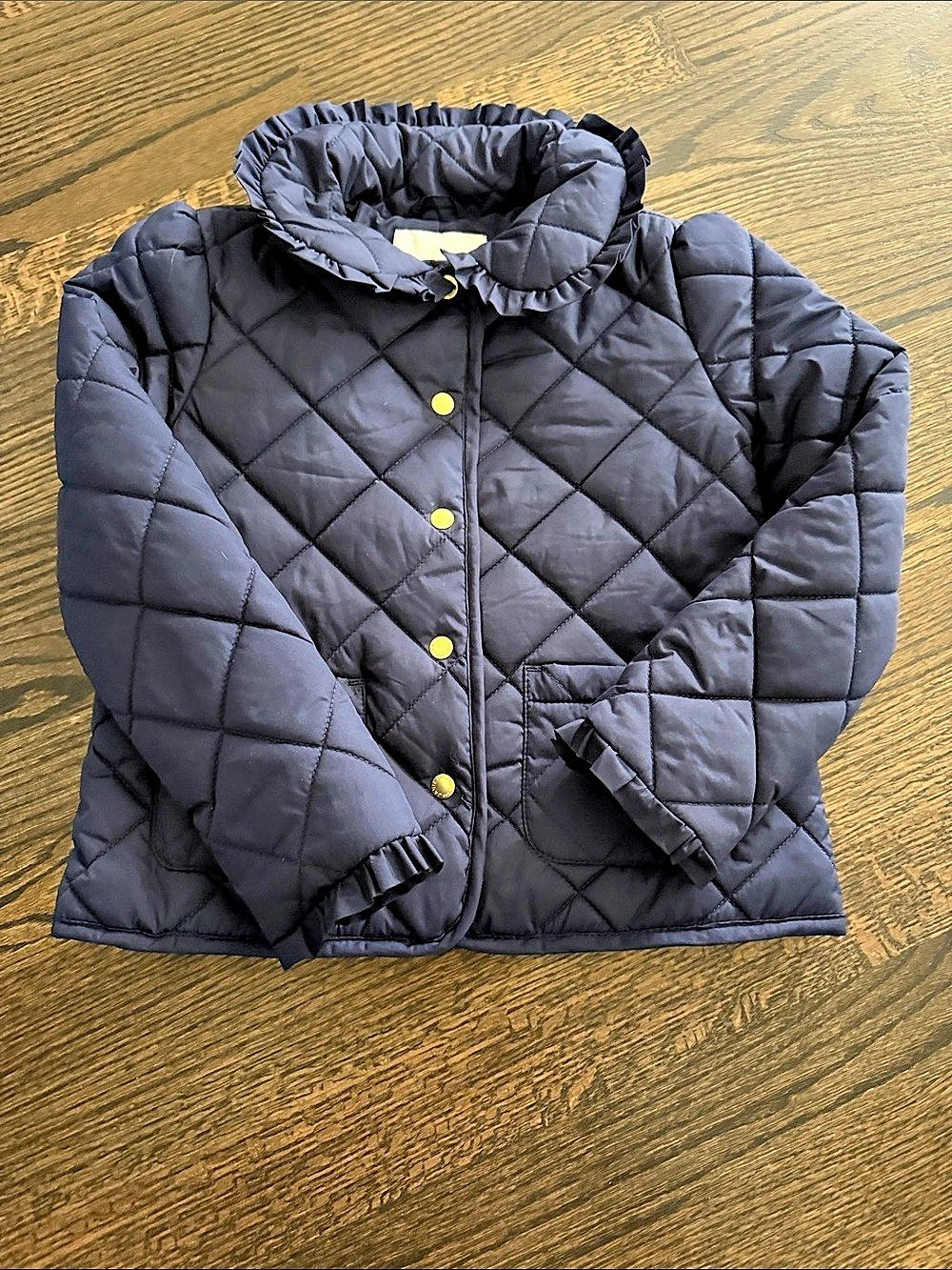 Janie and Jack The Quilted Ruffle Collar Jacket Blue Girls 5T